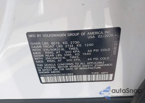 2025 Volkswagen Id.4 Awd Pro S из США, поврежденный, VIN 1V2WSPE80SC001869